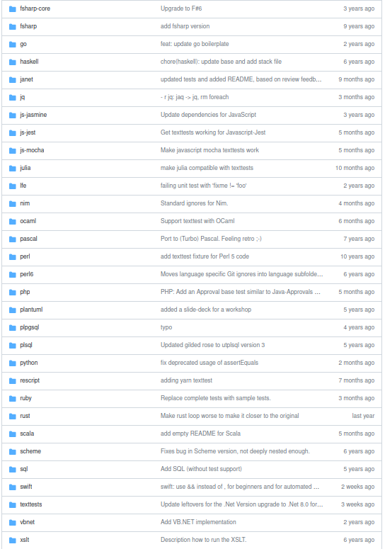 capture d'écran de la liste des languages possibles pour le gilded Rose