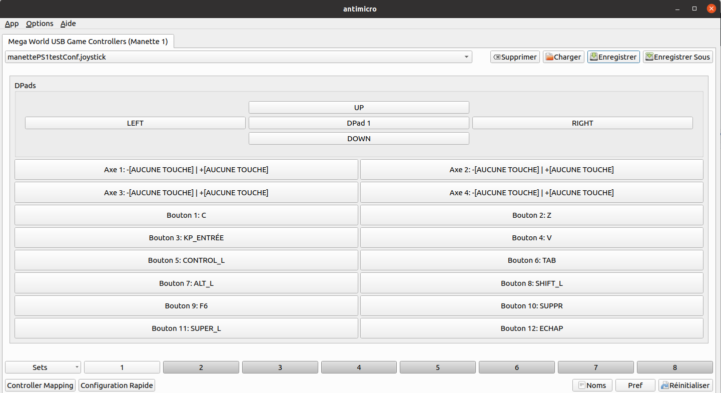 capture d'écran du logiciel Antimicro
