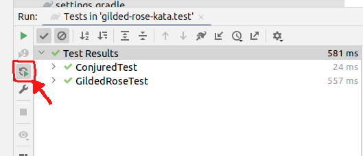 Capture d'écran du bouton de tests automatiques.